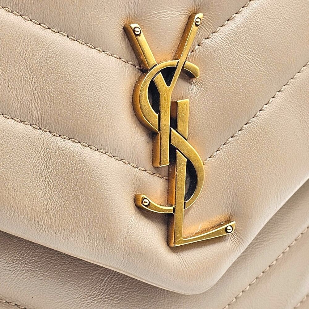 Saint Laurent YSL Loulou Medium Shoulder Bag Leather Chain Bag Beige - $3200 - Picture 4 of 14